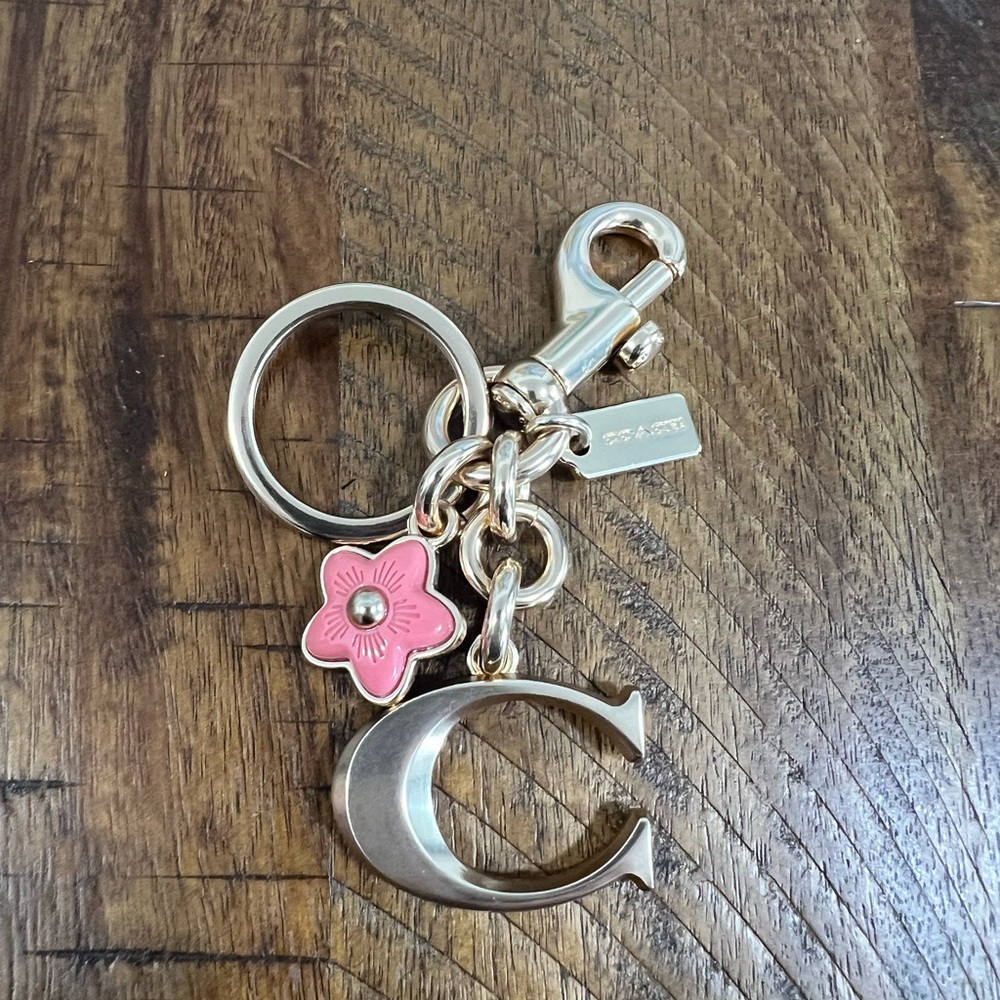 NWOT Authentic COACH Signature Bag Charm with Resin Flower Style No. C8627